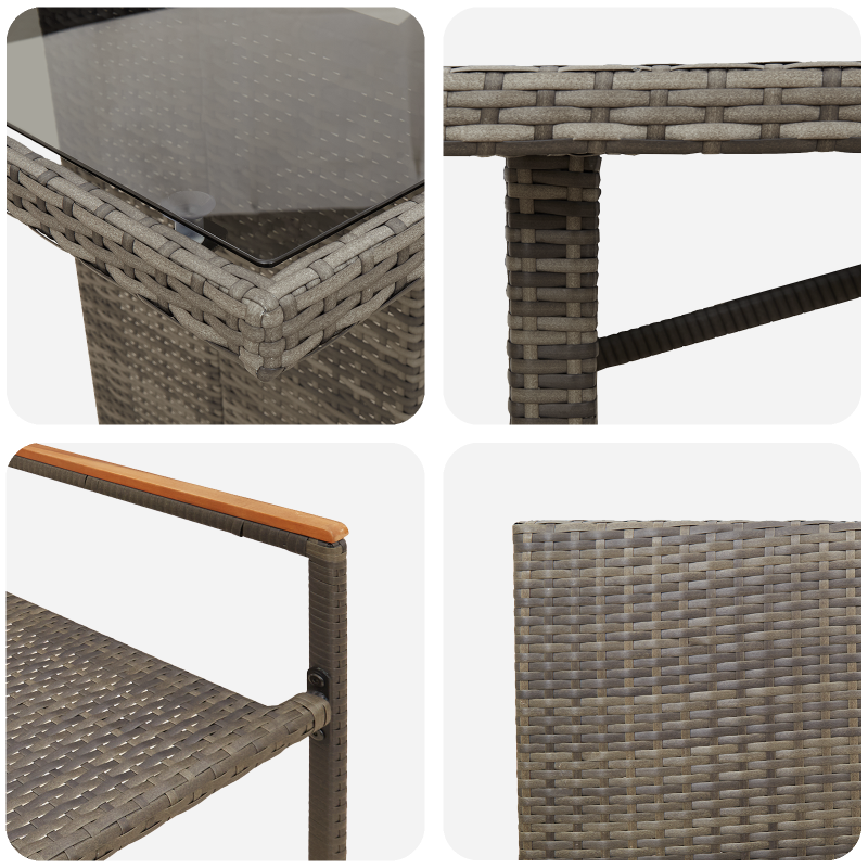 9-teiliges Garten-Esszimmer Set Grau Poly Rattan