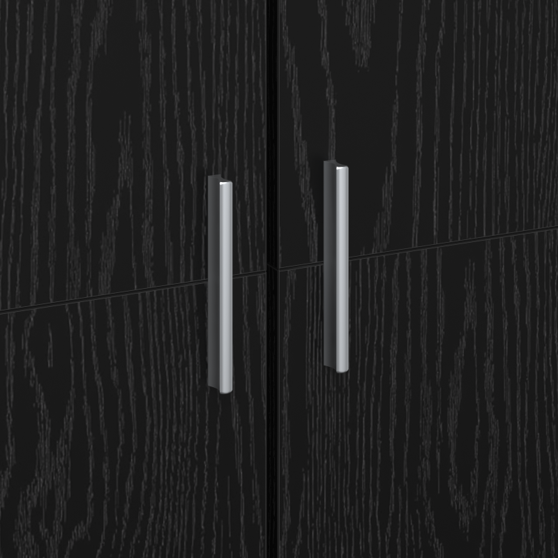 Highboard Schwarz Eiche 80x35x180 cm Holzwerkstoff
