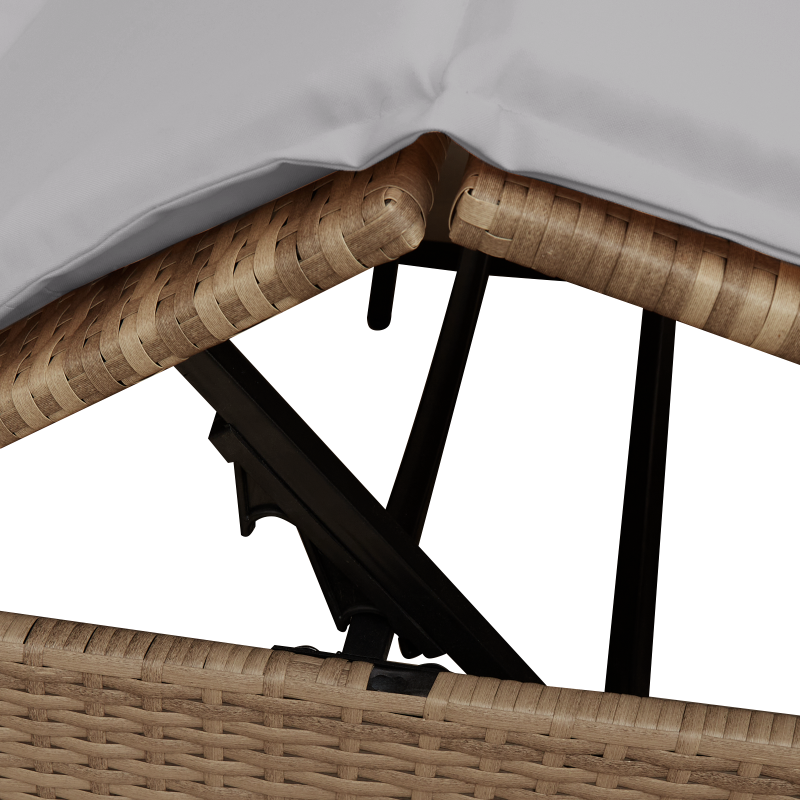 Doppel Sonnenliege Set von 2 Beige und hellgrau Poly-Rattan