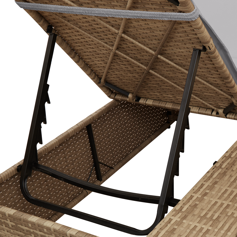 Doppel Sonnenliege Set von 2 Beige und hellgrau Poly-Rattan