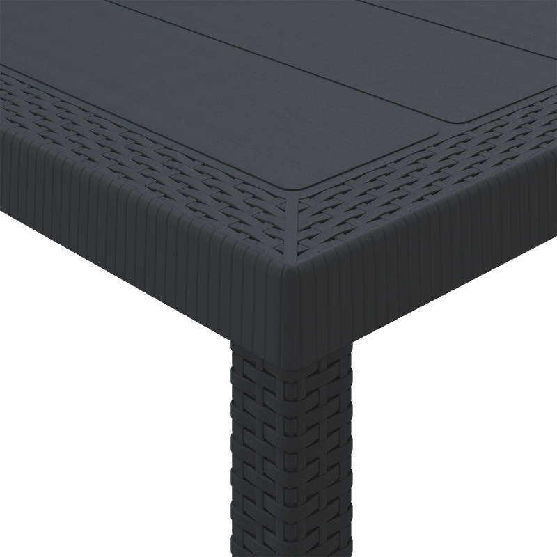7-teiliges Garten Esstischset mit Kissen Anthrazit Poly Rattan