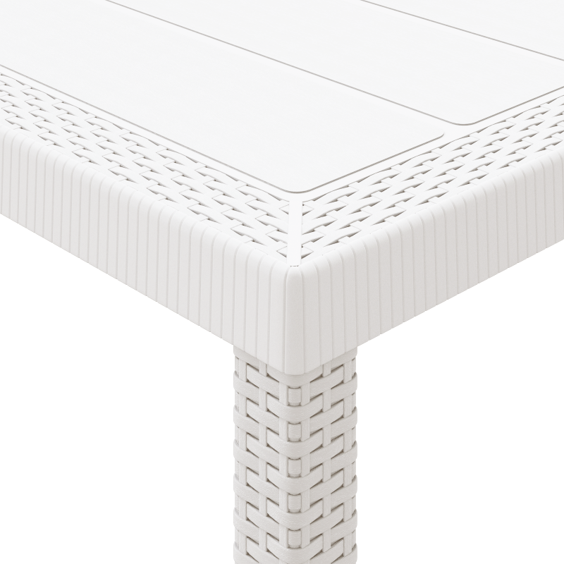 15-teiliges Garten Essgruppe mit Kissen Weiß Poly-Rattan