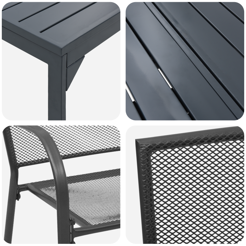 9-teiliges Flurmöbel-Set Anthrazit Stahl, Ausziehbarer Gartentisch Anthrazit (140-210)x90x73 cm Stahl