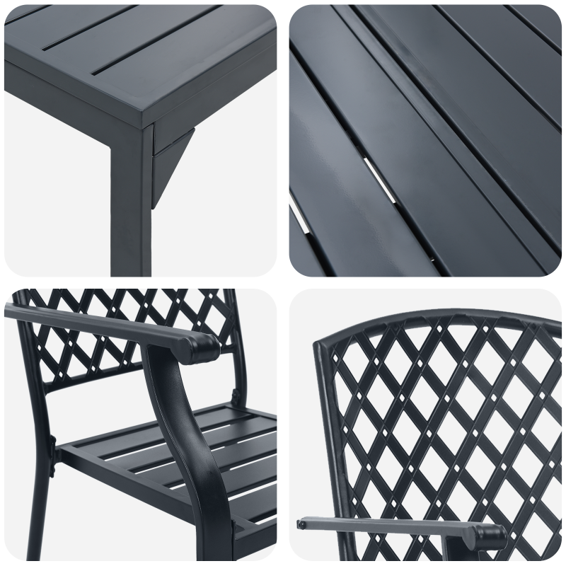 9-teiliges Gartenmöbel Set Anthrazit Stahl, Ausziehbarer Gartentisch Anthrazit (140-210)x90x73 cm Stahl, Gartenstühle 4 Stück stapelbar Anthrazit Stahl