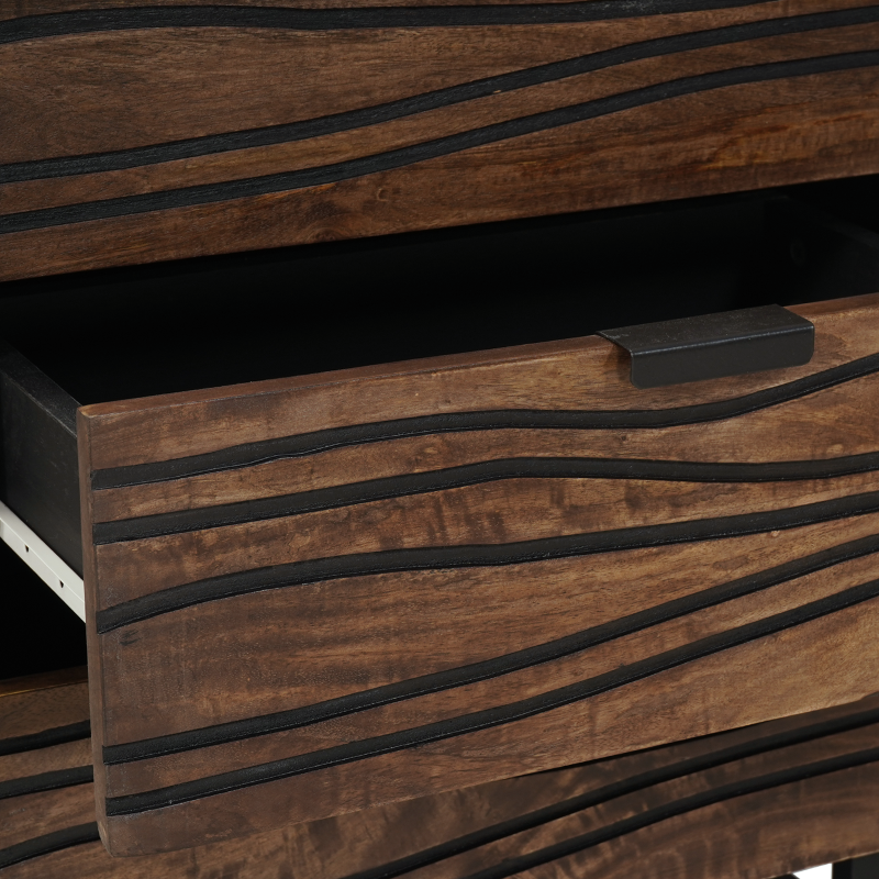 Nachttisch 50x33x60 cm aus massivem Mangoholz & engineered Wood