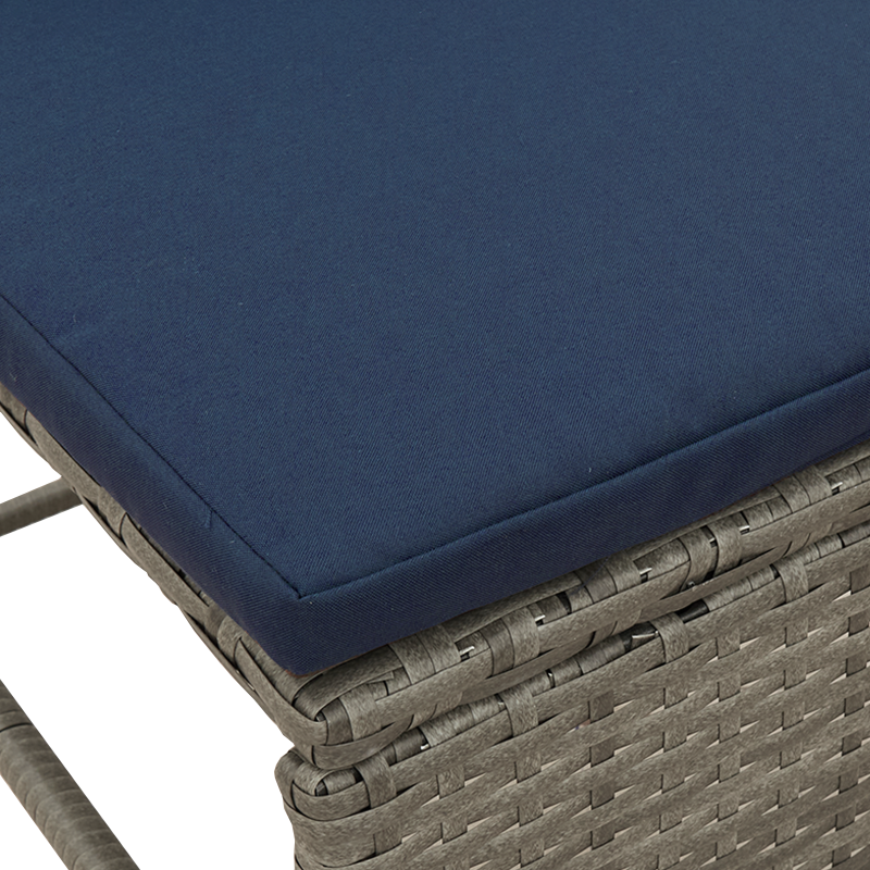 Outdoor-Sofa-Set Grau und Marineblau Rattan mit Metallrahmen