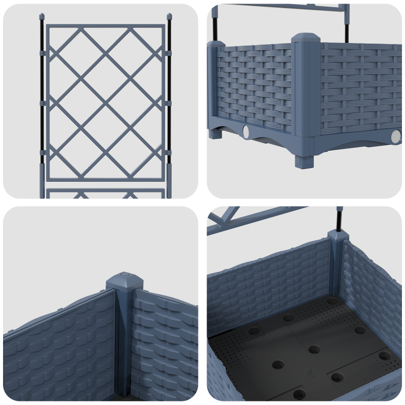 Gartenpflanzer mit Gitter Grau 40x40x125,5 cm