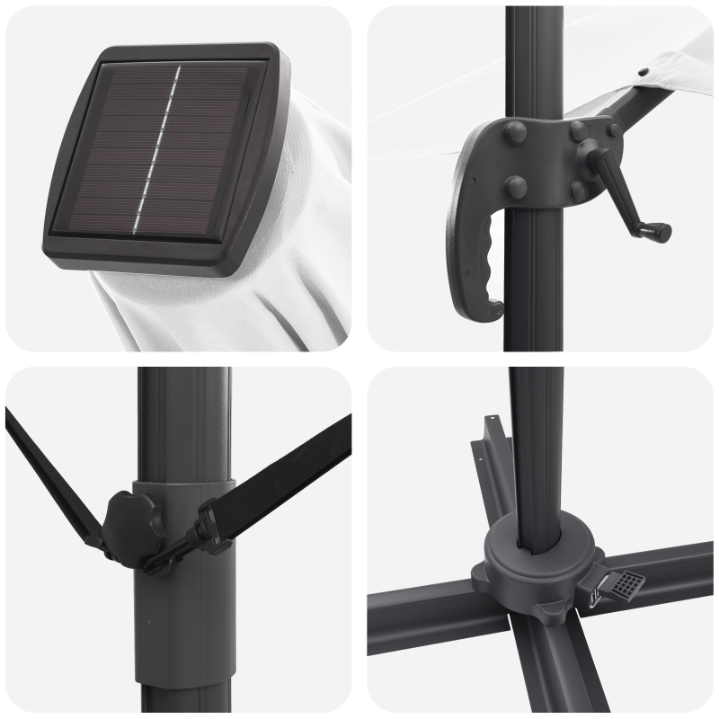 Freischwingender Sonnenschirm Sand Polyester, Aluminium Groß