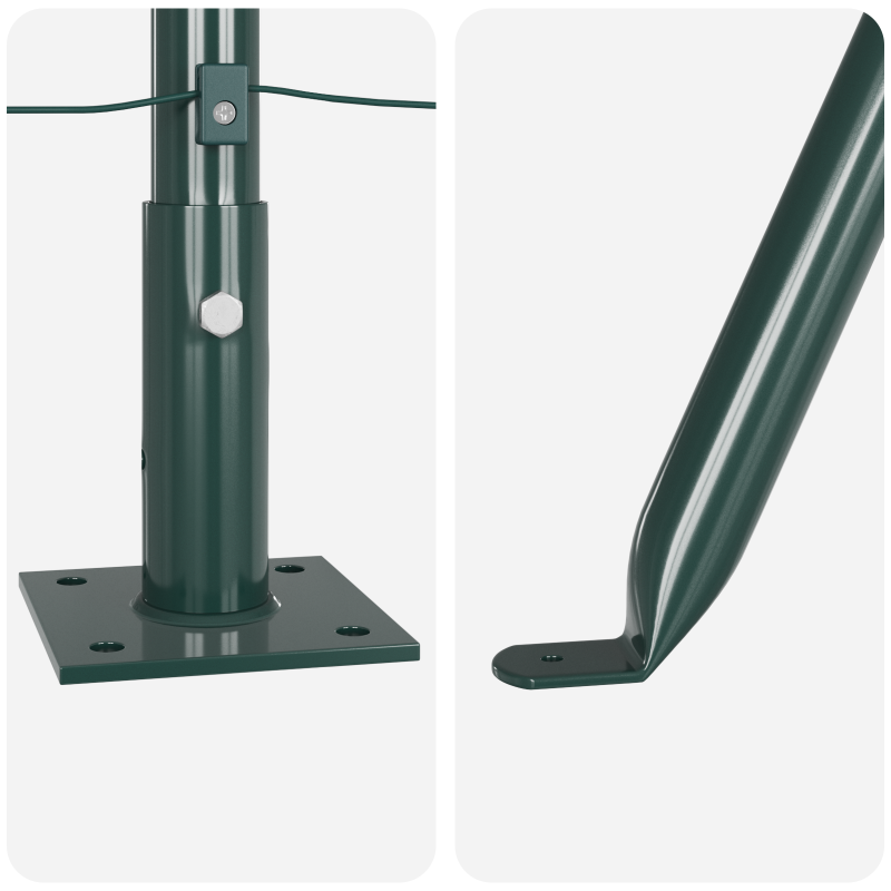 Zaunpfosten mit Bodenplatten 7 Stück Ø32mm 110cm verzinkter Stahl