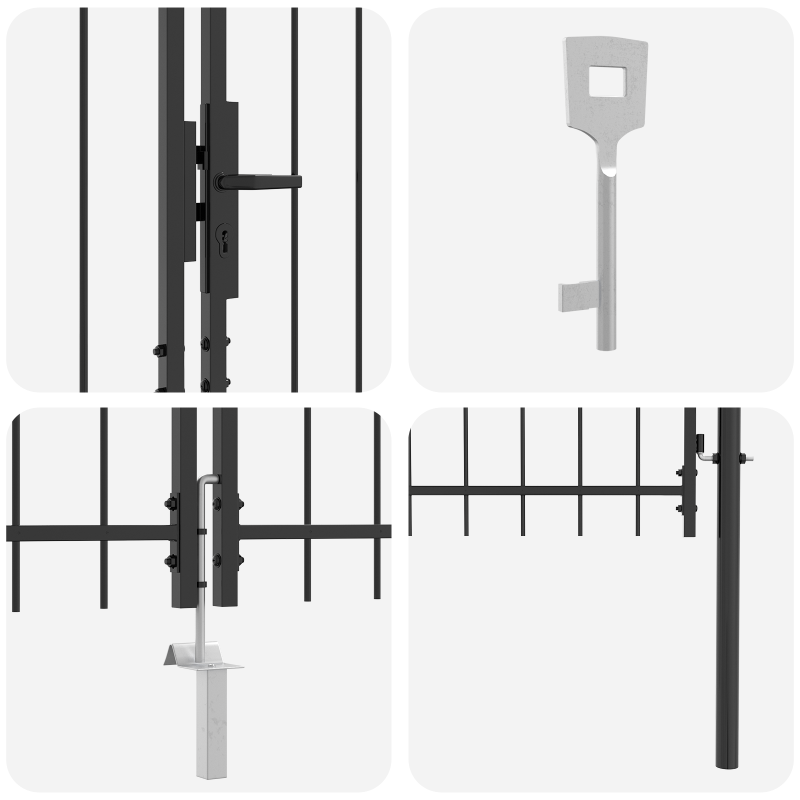 Gartentor mit Spitzdach Doppelschwing Grau 150x400 cm Stahl