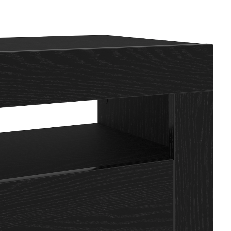TV-Schrank mit LED Schwarz Eiche 90x35x40 cm Holzwerkstoff