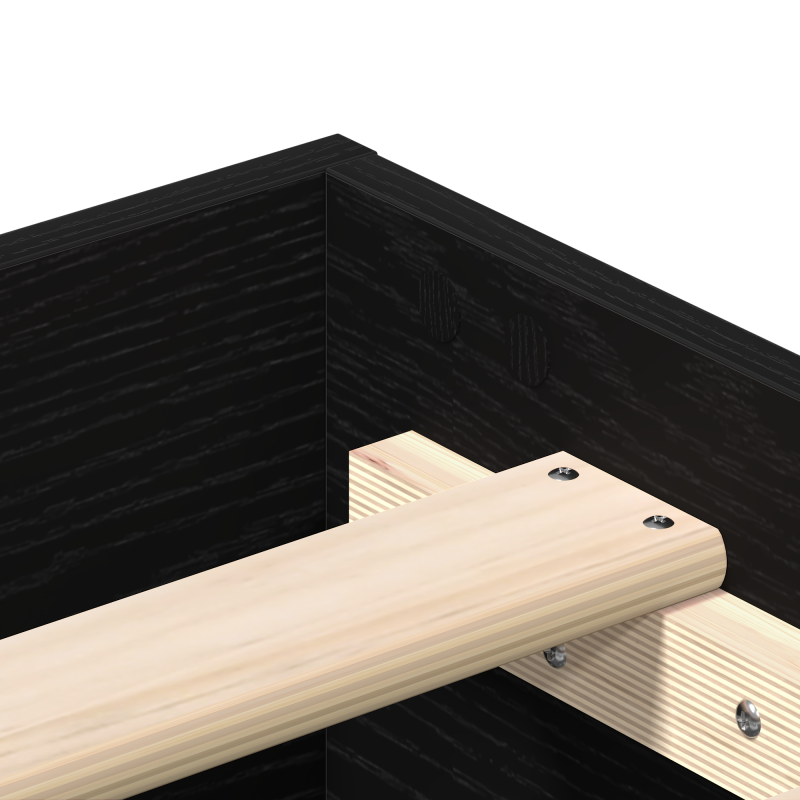 Bettgestell 120x190 cm Schwarz Eichenholz, beschichtete Spanplatte