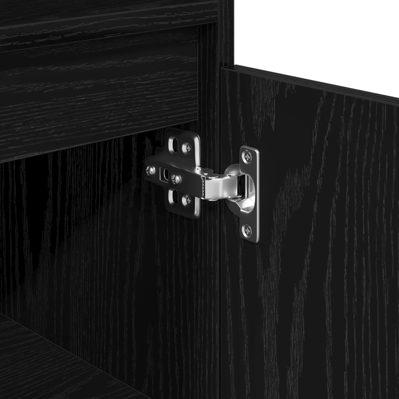 Badezimmer Schrank Schwarz Eiche 30x30x100 cm Holzwerkstoff