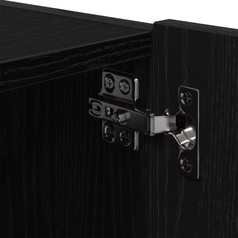 TV-Wandregal mit LED-Lichtern Schwarz Eiche 100x35x31 cm