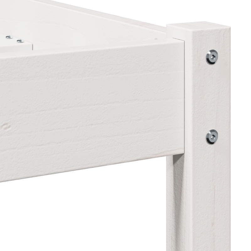 Bettgestell mit Kopfteil Weiß 140x210 cm Massivholz Kiefer