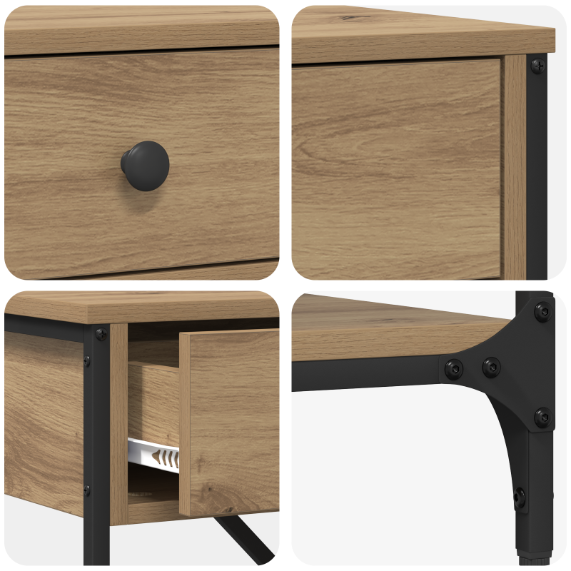 Konsolentisch Massivholz Eiche 75x34,5x75 cm Holzwerkstoff