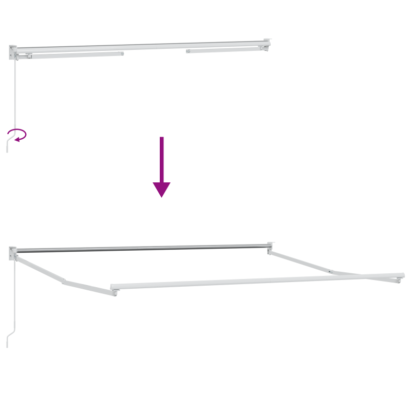 Manuelle Einziehbare Markise Rot und Weiß gestreift 350x250 cm
