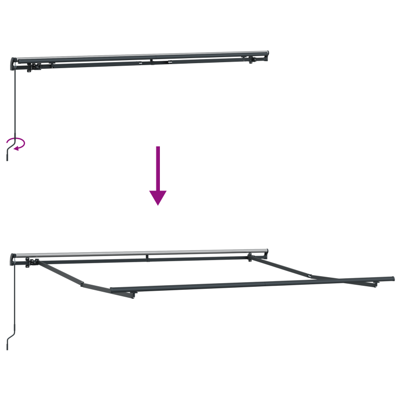Manuelle einziehbare Markise gestreift 350x250 cm