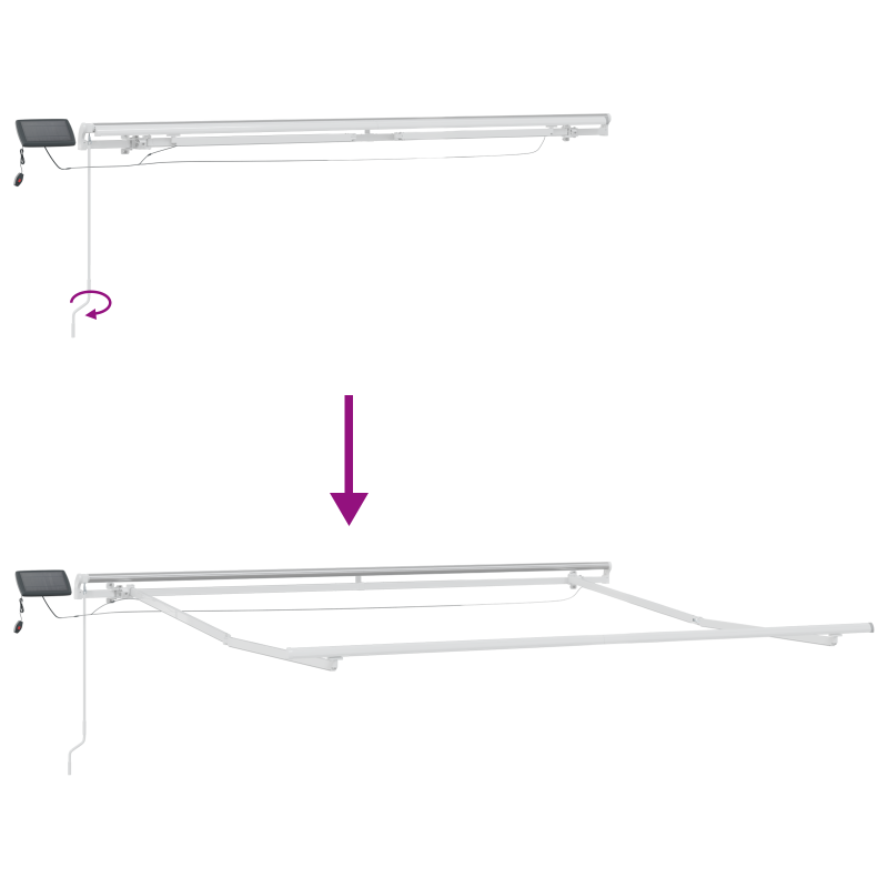 manuelle Markise mit LED Beige 350x250 cm