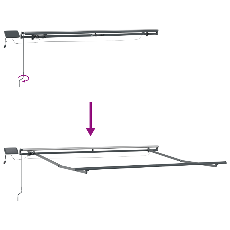 Manuelle einziehbare Markise mit LED Weiß 350x250 cm