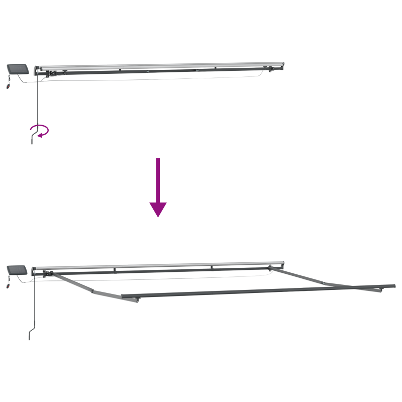 Manuelle einziehbare Markise mit LED-Mehrfarbigen Streifen 400x350 cm
