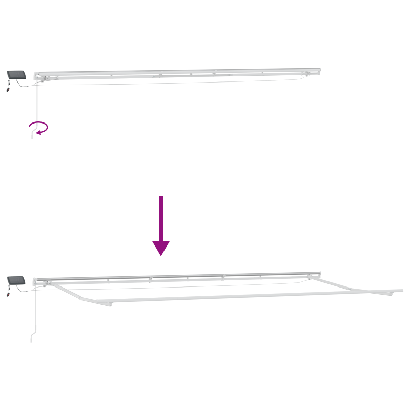 Manuelle einziehbare Markise mit LED-Multicolorstreifen 600x350 cm