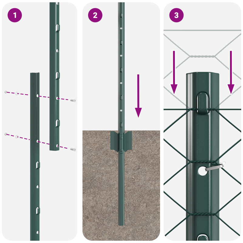 Gartenzaunset Set aus 2 Grün Metall Groß Langlebig Gartenzaun