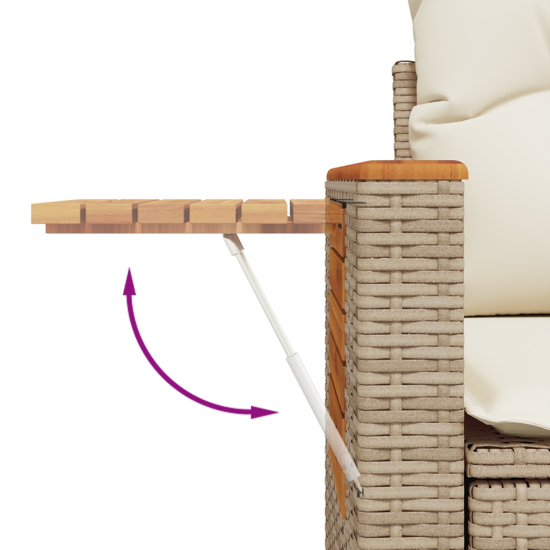 12-teiliges Garten Sofa Set mit Kissen Beiges Poly Rattan Akazie