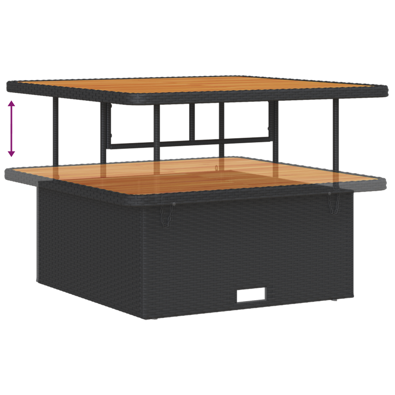 11-teiliges Garten Sofaset mit Kissen Schwarz Poly Rattan Akazie