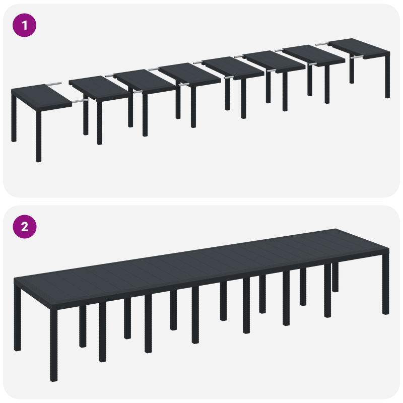17-teiliges Garten Essset mit Kissen Anthrazit Poly-Rattan