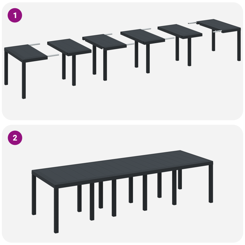 11-teiliges Garten Essgruppe mit Kissen Anthrazit Poly-Rattan