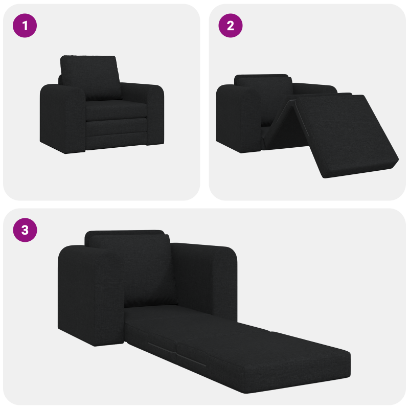 Boden Schlafsofa 2-in-1 Schwarz 98x71x83 cm