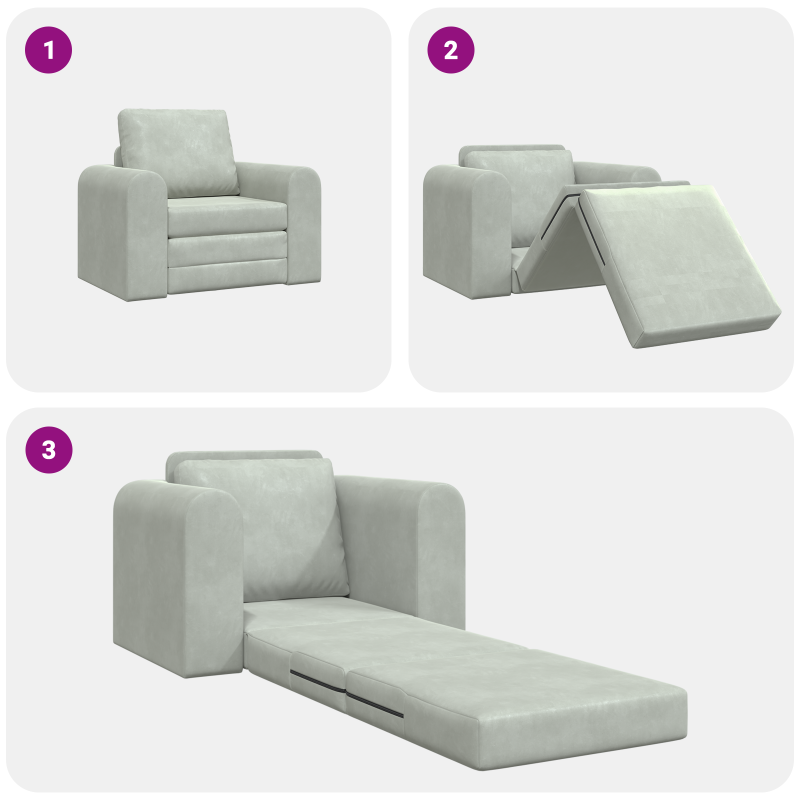 Fußsofabett 2-in-1 hellgrau 98x71x83 cm Samt