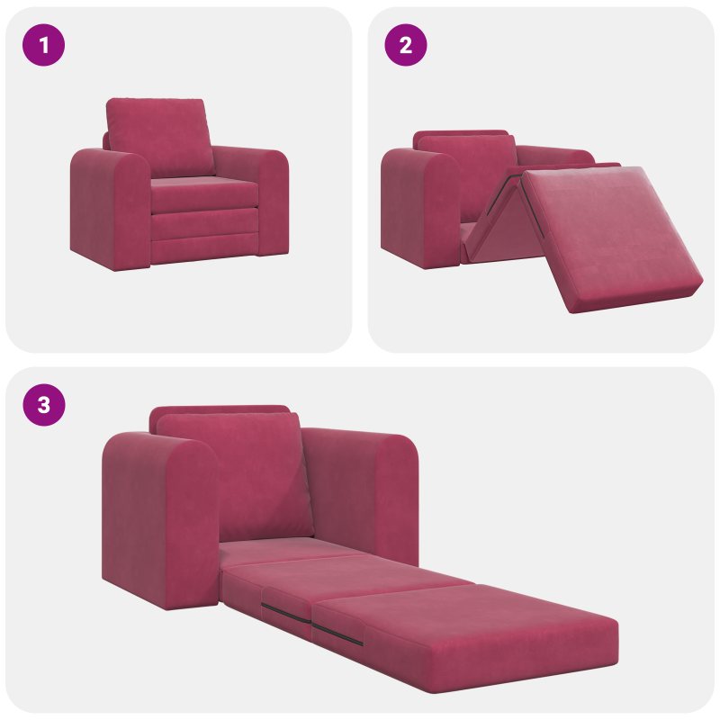 Boden-Sofa-Bett 2-in-1 Weinrot 98x71x83 cm Samt