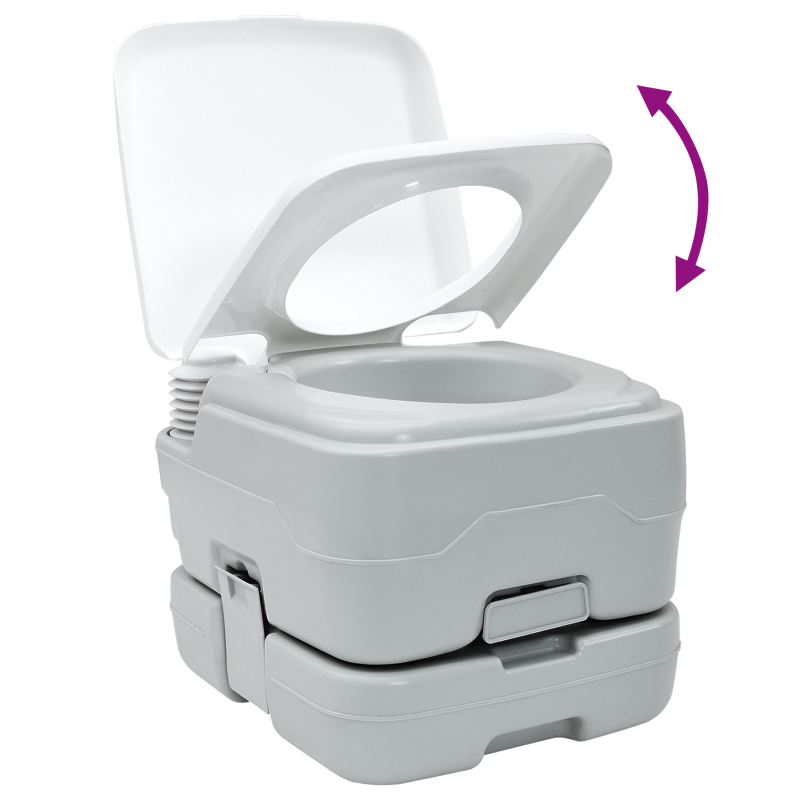 Tragbare Toilette in Grau und Weiß aus Kunststoff, 10 L