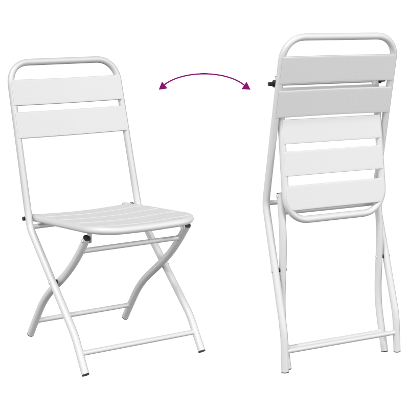 3-teiliges Falt-Bistro-Set Weiß Stahl