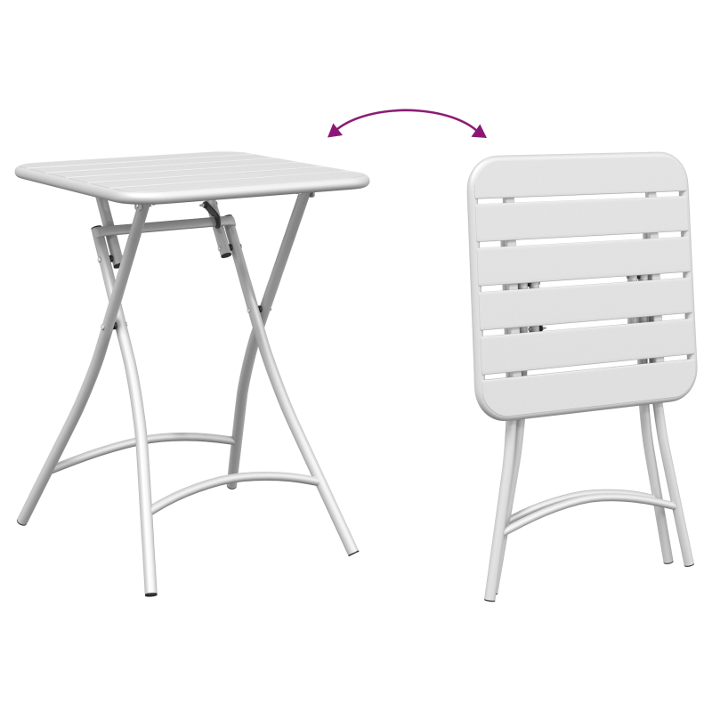 3-teiliges Falt-Bistro-Set Weiß Stahl
