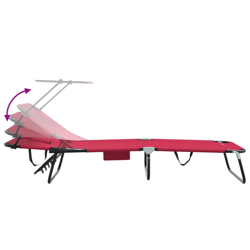 Faltbare Sonnenliege mit Sonnendach Rot 600D Oxford-Stoff