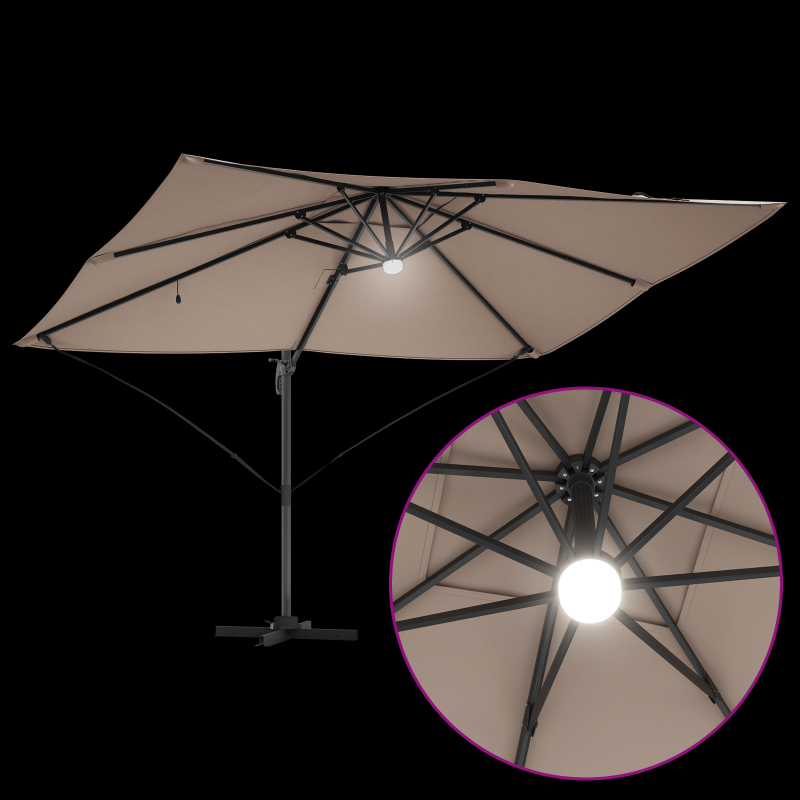 Cantilever Sonnenschirm - Taupe Taupe Stoff Groß Höhenverstellbar