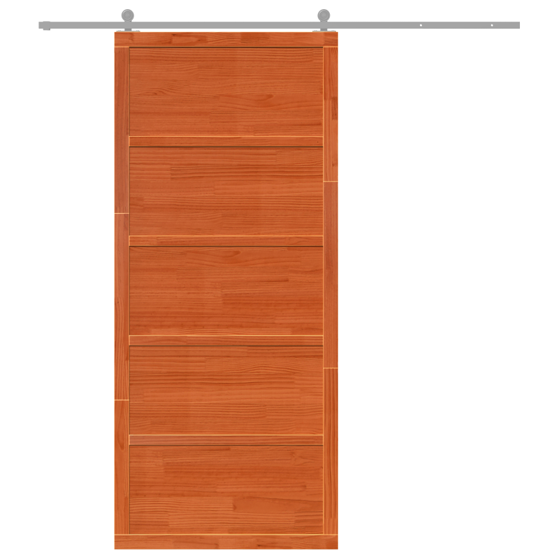 Scheunentor Gewachst Braun 90x208 cm Massivholz Kiefer