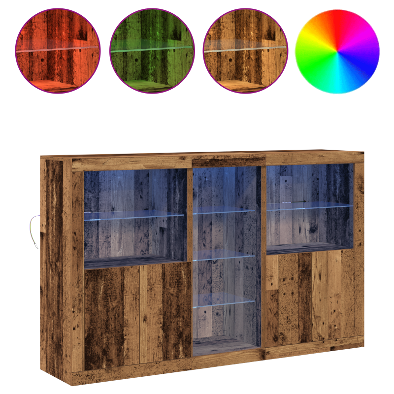 Sideboard mit LED-Lichtern Altes Holz 162x37x100 cm MDF