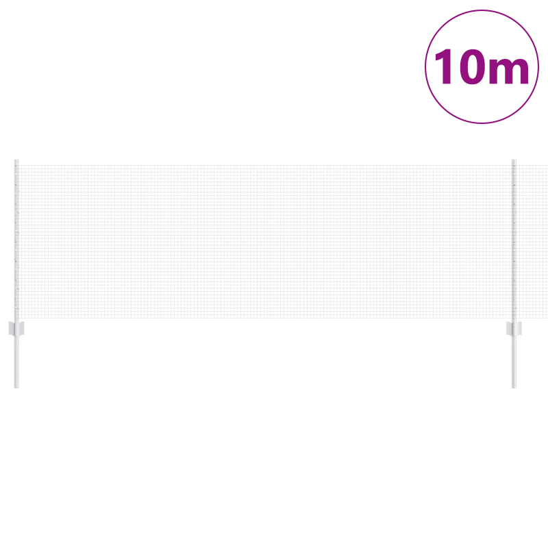 Geschweißter Drahtzaun mit 5 U-Pfosten Silber 0.8x10 m Stahl