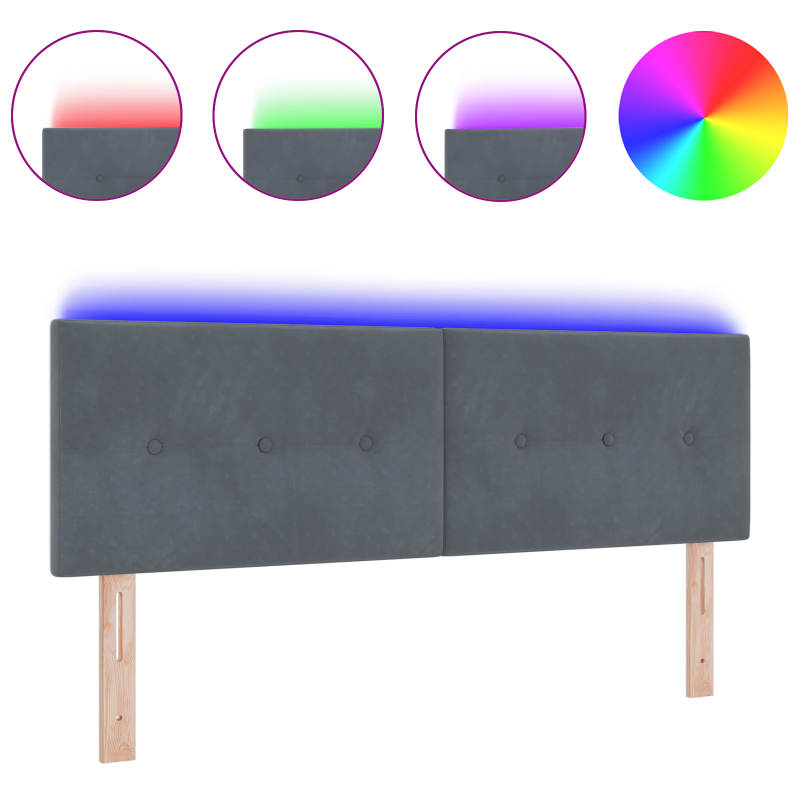 LED Kopfteil Mit Knopfheftung Dunkelgrau 80 cm Samt