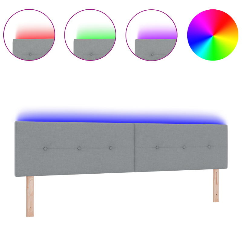 LED Kopfteil Gepolstert Hellgrau 100 cm Stoff