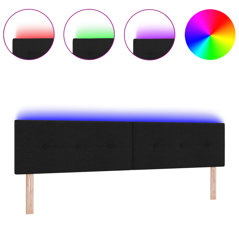 LED Kopfteil Knopfgepolstert Schwarz 100 cm Stoff