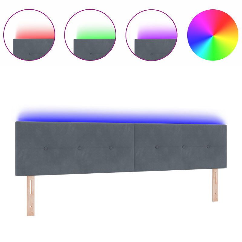 LED Kopfteil Mit Knopfheftung Dunkelgrau 100 cm Samt