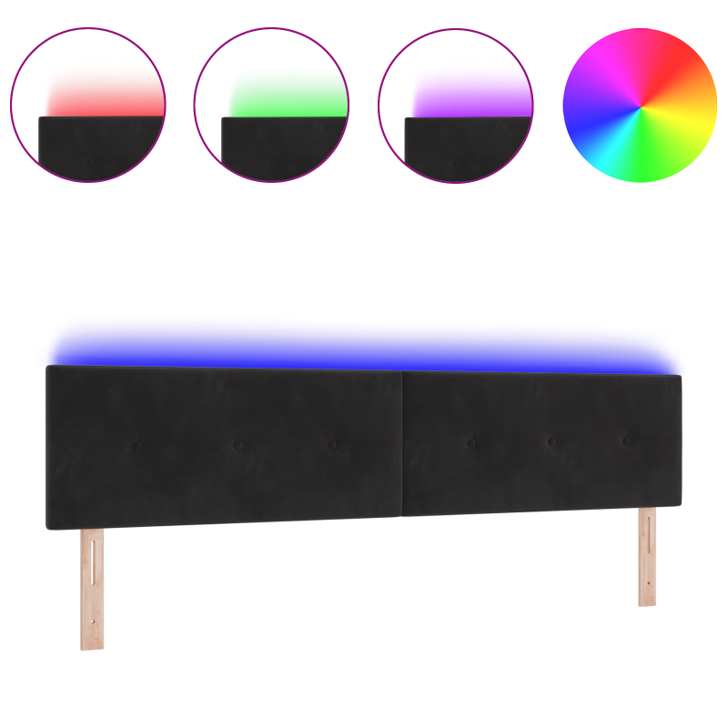 LED Kopfteil Mit Knopfheftung Schwarz 100 cm Samt