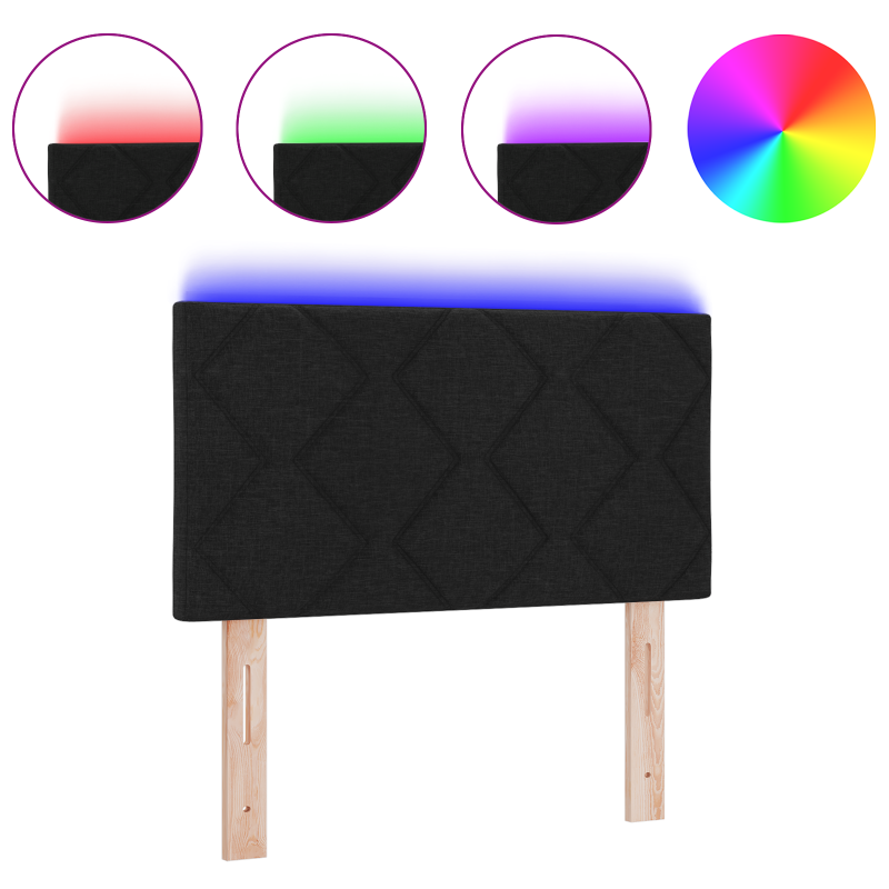 LED Kopfteil Diamantblöcke Design Schwarz 80 cm Stoff