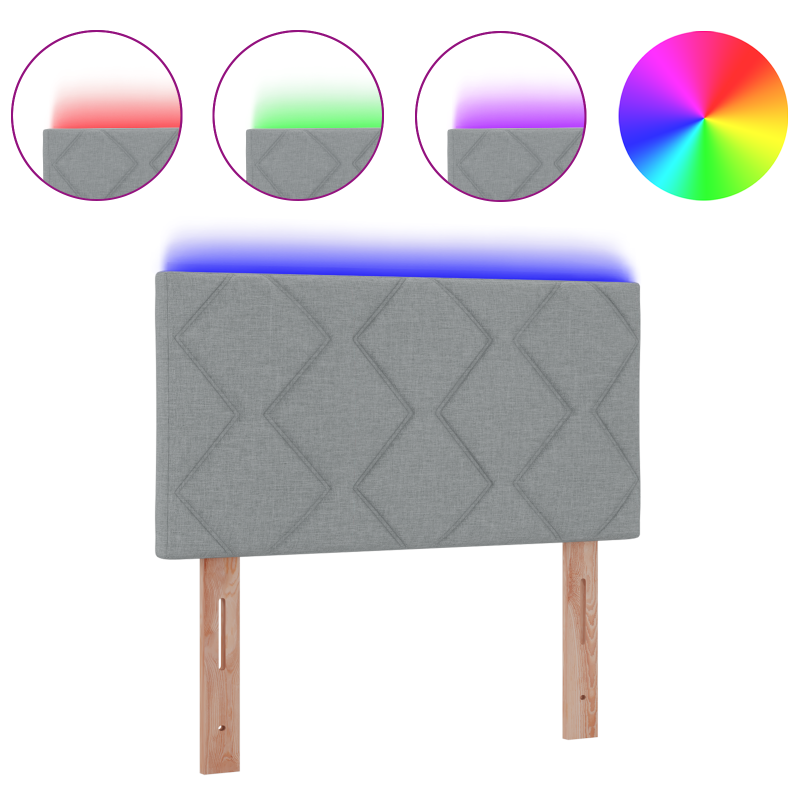 LED Kopfteil Diamantblock Design Hellgrau 90 cm Stoff