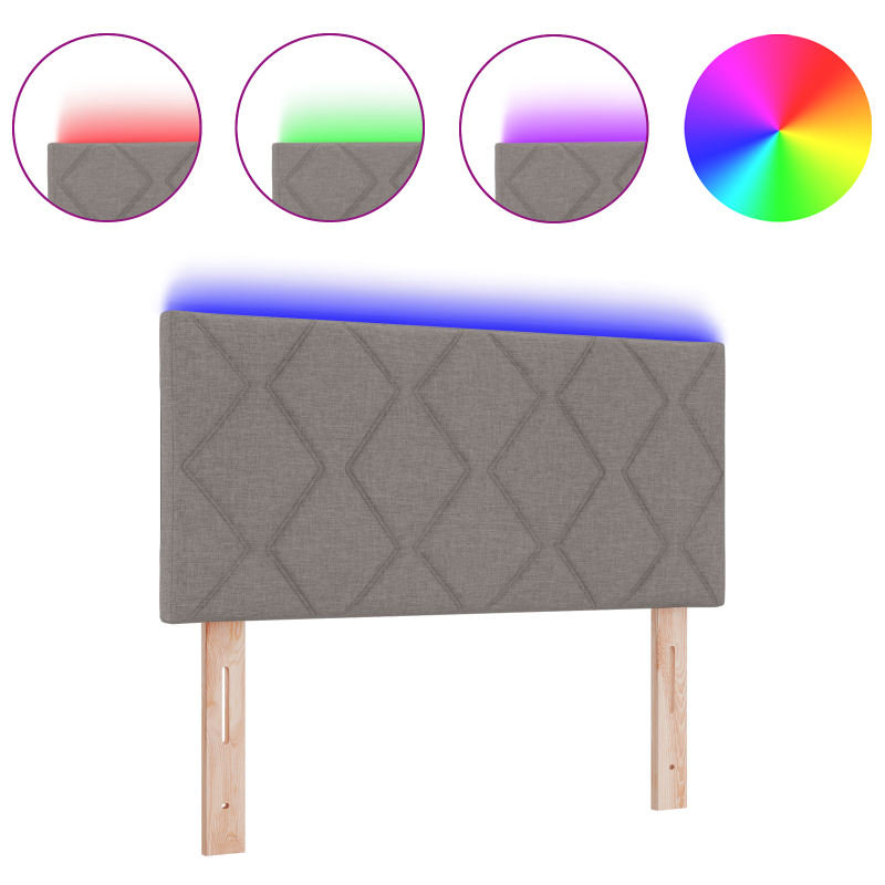 LED Kopfteil Diamantblock Design Taupe 90 cm Stoff